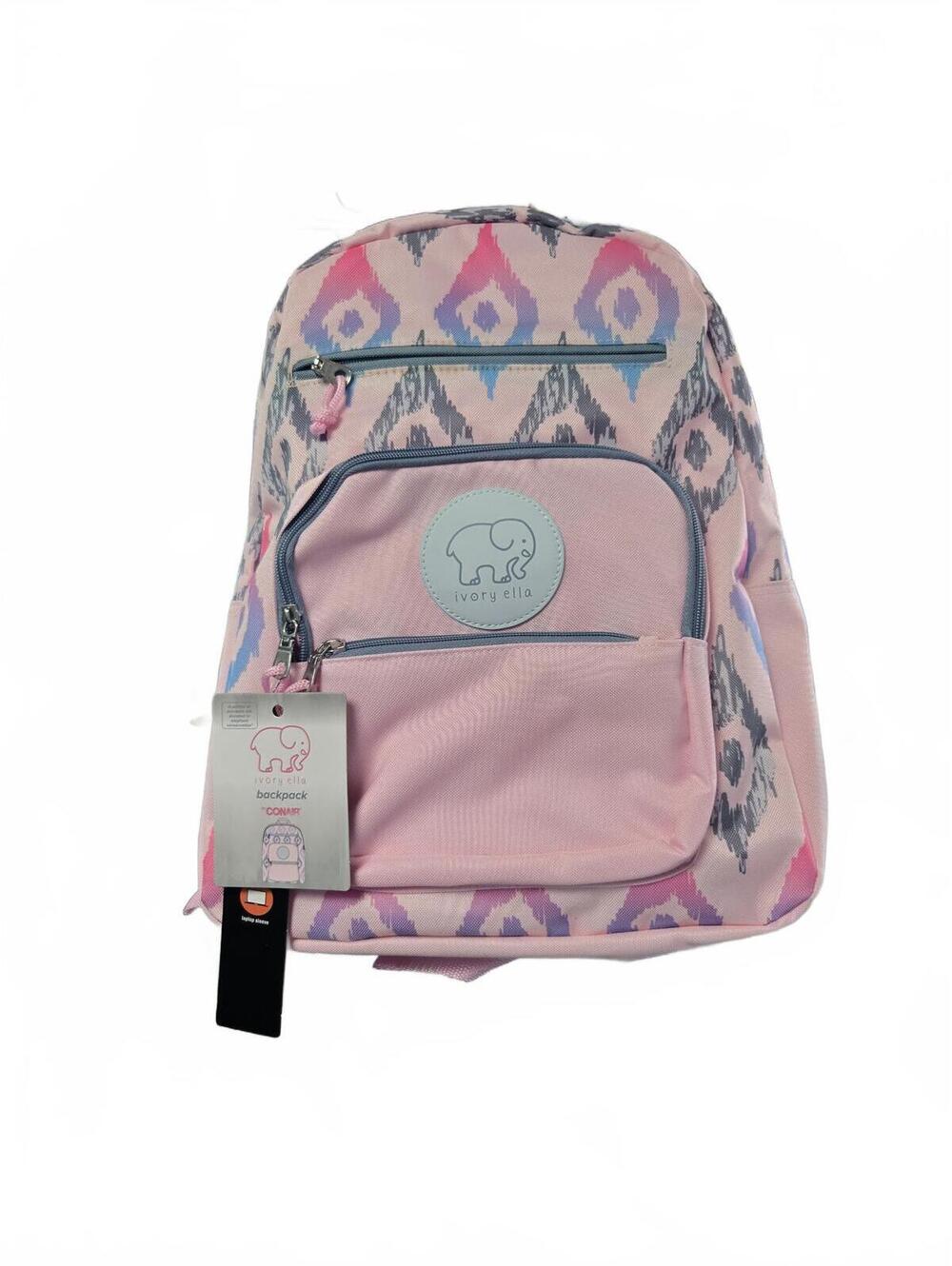 Ivory Ella Pink Ikat Backpack with Laptop Sleeve